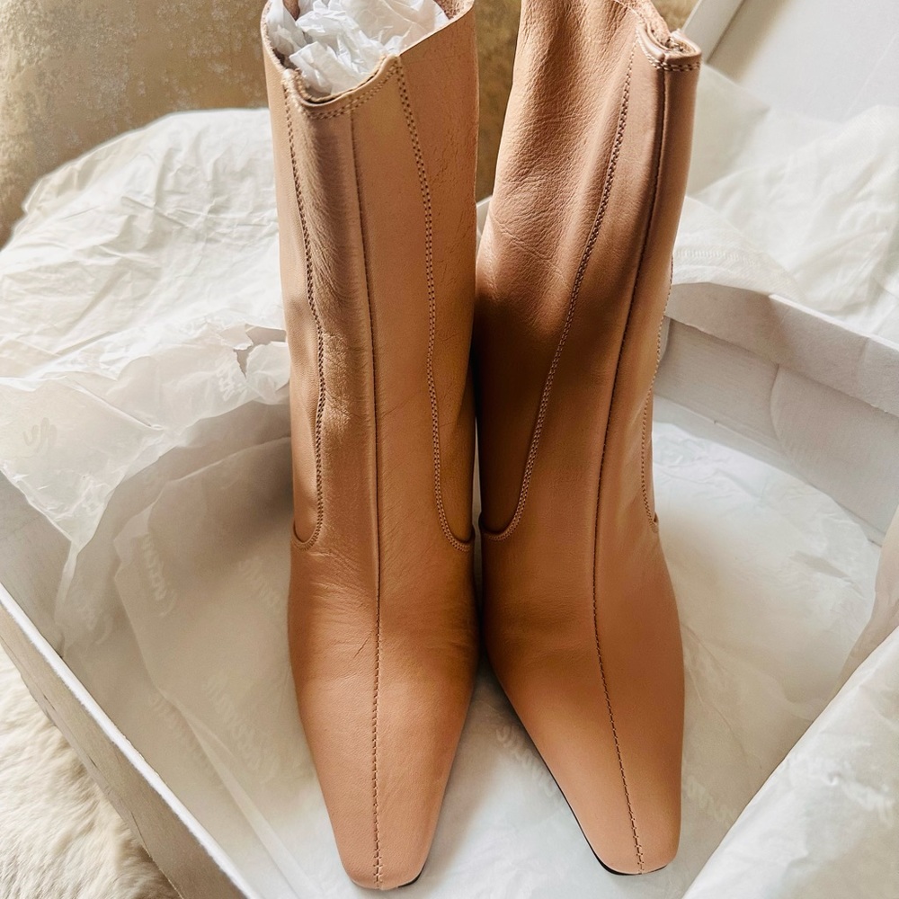 Gorgeous Dukette Blush Unlined Leather Booties-L’Intervalle sz 39 - New in Box